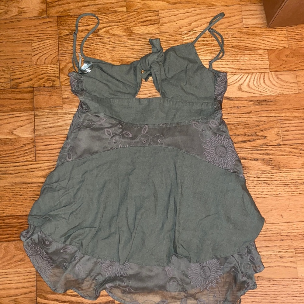 Angel biba floral layered spegghetti straps. Worn once. Color is like army green